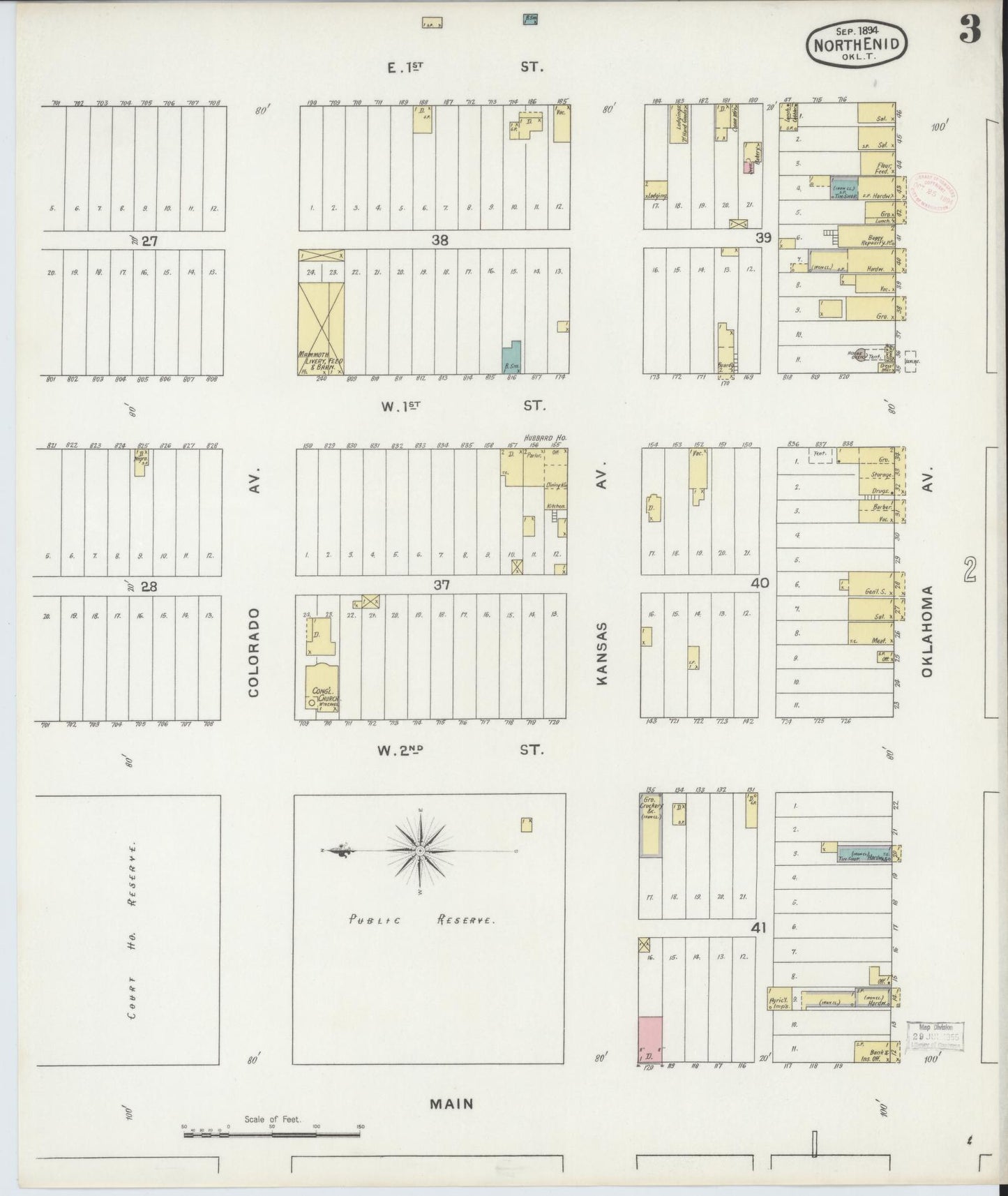 Sanborn Fire Insurance Map from North Enid, Garfield County, Oklahoma (1894), Sheet #0003 - Complete Map Set gallery image, historic Sanborn map, vintage wall art, Oklahoma Oklahoma