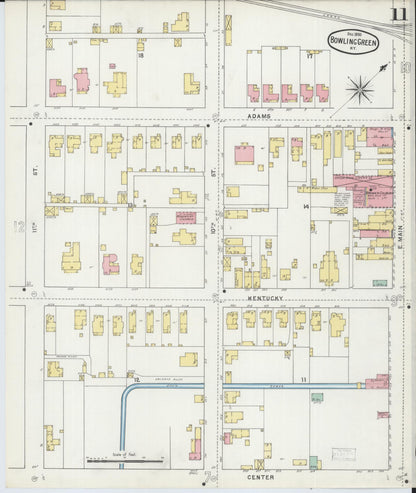 Sanborn Fire Insurance Map from Bowling Green, Warren County, Kentucky (1895), Sheet #0011 - Complete Map Set gallery image, historic Sanborn map, vintage wall art, Kentucky Kentucky