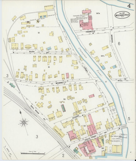 Sanborn Fire Insurance Map from Mechanicville, Saratoga County, New York (1897), Sheet #0004 - Historic Sanborn Fire Insurance Map Print, vintage old map wall art, antique decor, genealogy gift, New York New York map