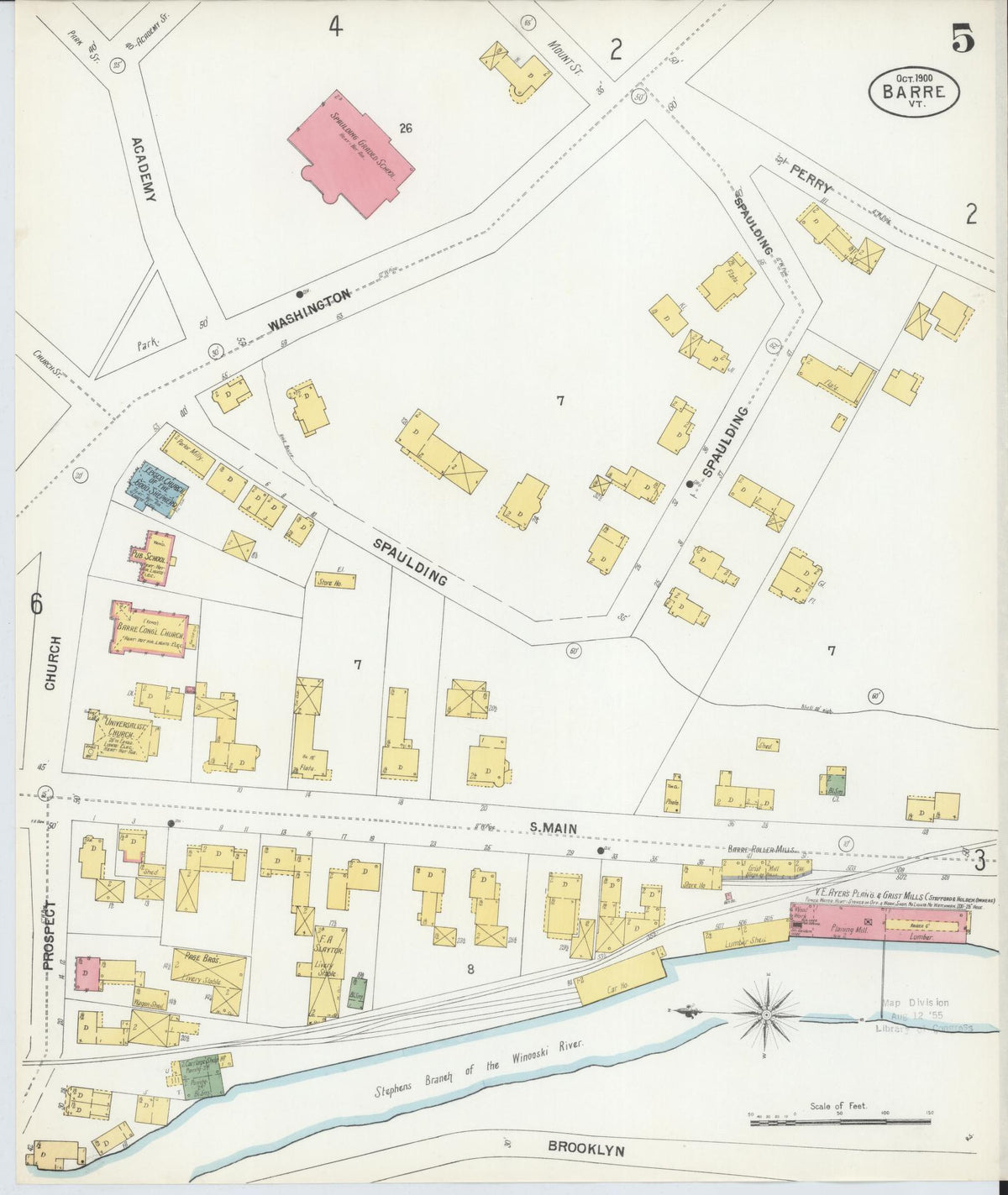 Sanborn Fire Insurance Map from Barre, Washington County, Vermont (1900), Sheet #0005 - Complete Map Set gallery image, historic Sanborn map, vintage wall art, Vermont Vermont