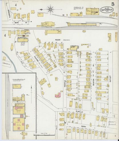 Sanborn Fire Insurance Map from Sistersville, Tyler County, West Virginia (1902), Sheet #0005 - Complete Map Set gallery image, historic Sanborn map, vintage wall art, West Virginia West Virginia