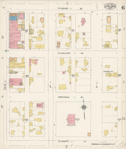 Sanborn Fire Insurance Map from Deer Lodge, Powell County, Montana (1912), Sheet #0006 - Complete Map Set gallery image, historic Sanborn map, vintage wall art, Montana Montana