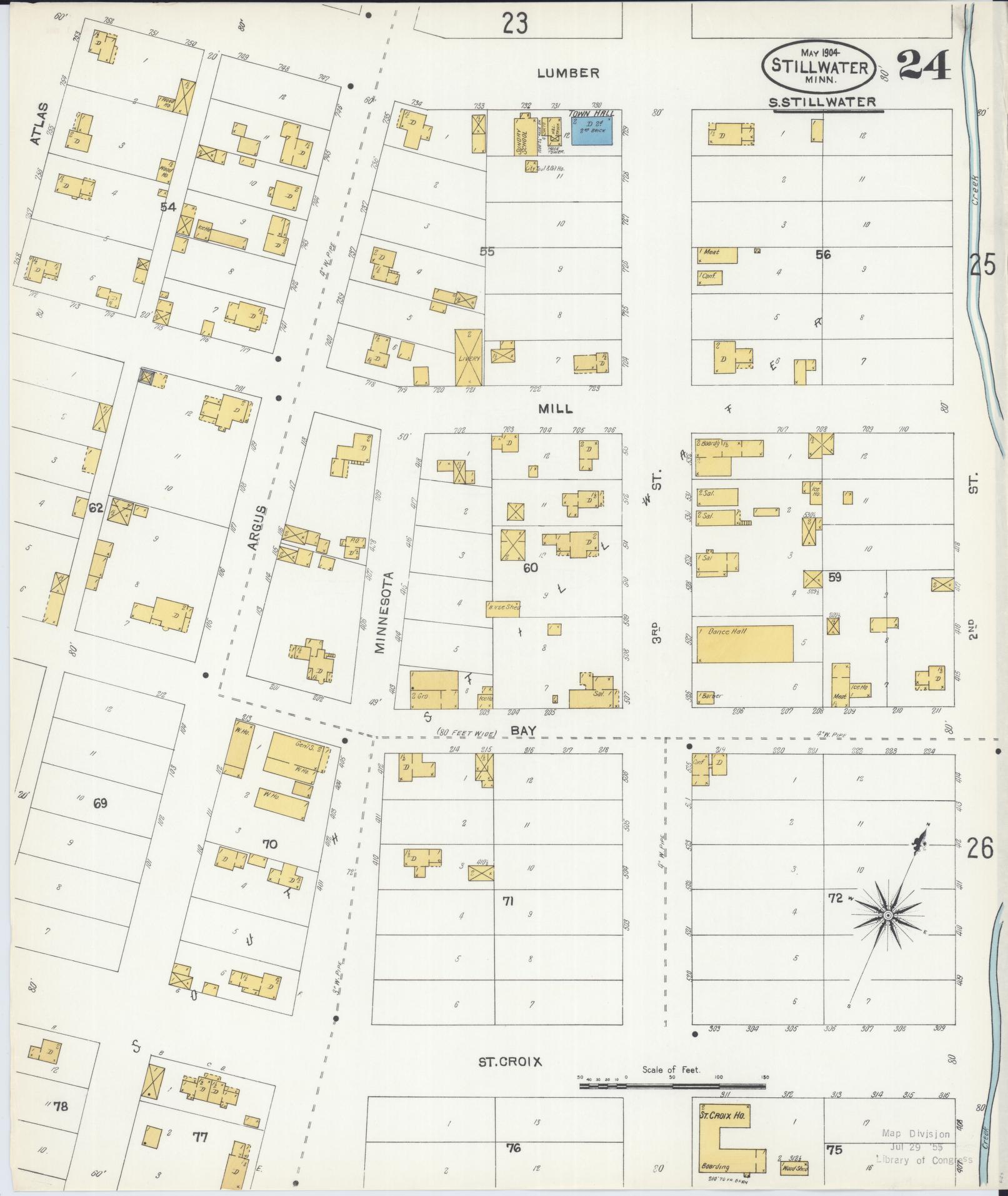 Sanborn Fire Insurance Map from Stillwater, Washington County, Minnesota (1904), Sheet #0024 - Complete Map Set gallery image, historic Sanborn map, vintage wall art, Minnesota Minnesota