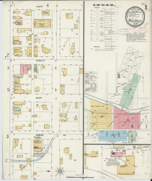 Sanborn Fire Insurance Map from Neillsville, Clark County, Wisconsin (1897), Sheet #0001 - Historic Sanborn Fire Insurance Map Print, vintage old map wall art, antique decor, genealogy gift, Wisconsin Wisconsin map