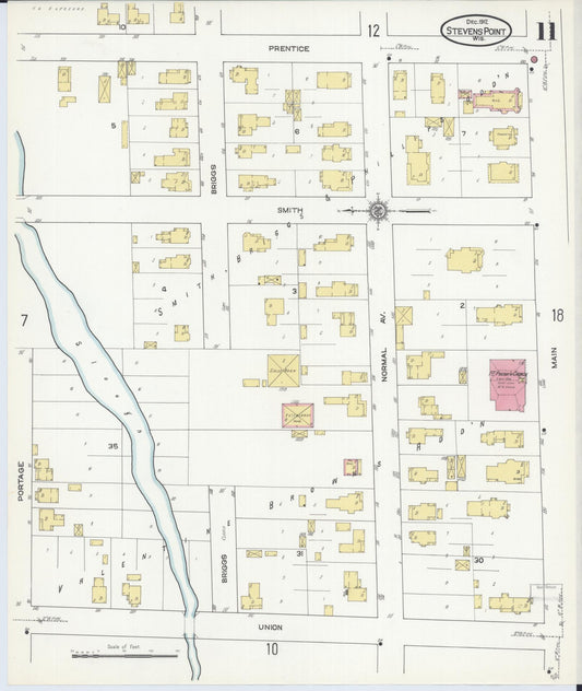 Sanborn Fire Insurance Map from Stevens Point, Portage County, Wisconsin (1912), Sheet #0011 - Historic Sanborn Fire Insurance Map Print, vintage old map wall art, antique decor, genealogy gift, Wisconsin Wisconsin map