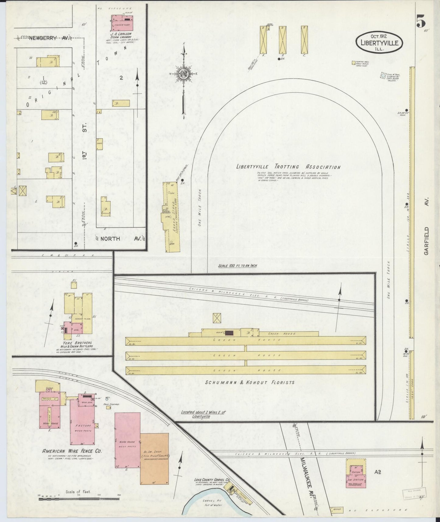Sanborn Fire Insurance Map from Libertyville, Lake County, Illinois (1912), Sheet #0005 - Historic Sanborn Fire Insurance Map Print, vintage old map wall art, antique decor, genealogy gift, Illinois Illinois map