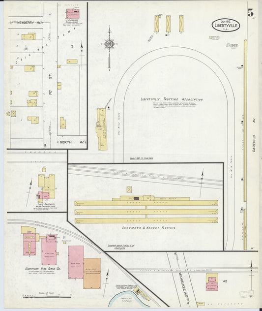Sanborn Fire Insurance Map from Libertyville, Lake County, Illinois (1912), Sheet #0005 - Historic Sanborn Fire Insurance Map Print, vintage old map wall art, antique decor, genealogy gift, Illinois Illinois map