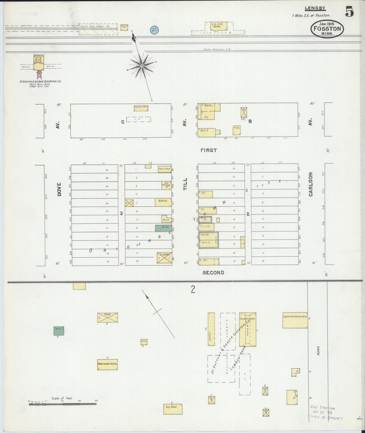 Sanborn Fire Insurance Map from Fosston, Polk County, Minnesota (1905), Sheet #0005 - Complete Map Set gallery image, historic Sanborn map, vintage wall art, Minnesota Minnesota