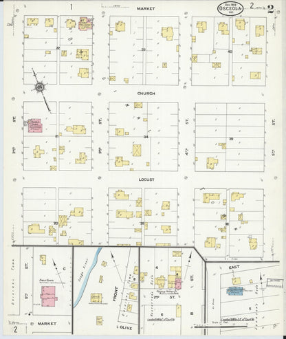 Sanborn Fire Insurance Map from Osceola, Saint Clair County, Missouri (1909), Sheet #0002 - Historic Sanborn Fire Insurance Map Print, vintage old map wall art, antique decor, genealogy gift, Missouri Missouri map