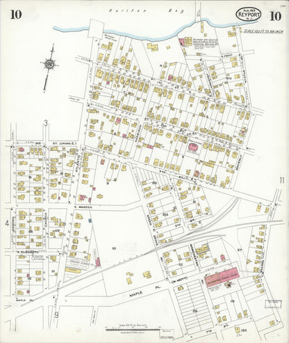 Sanborn Fire Insurance Map from Keyport, Monmouth County, New Jersey (1923), Sheet #0010 - Historic Sanborn Fire Insurance Map Print, vintage old map wall art, antique decor, genealogy gift, New Jersey New Jersey map