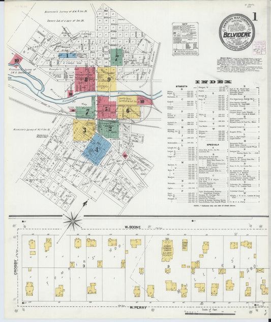 Sanborn Fire Insurance Map from Belvidere, Boone County, Illinois (1904), Sheet #0001 - Complete Map Set gallery image, historic Sanborn map, vintage wall art, Illinois Illinois
