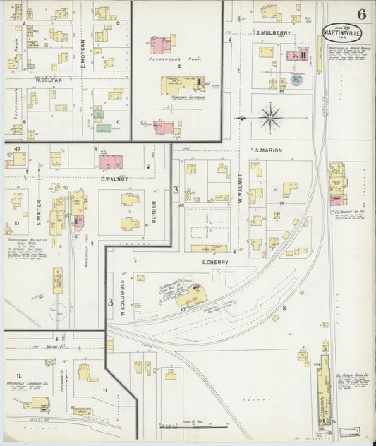 Sanborn Fire Insurance Map from Martinsville, Morgan County, Indiana (1896), Sheet #0006 - Historic Sanborn Fire Insurance Map Print, vintage old map wall art, antique decor, genealogy gift, Indiana Indiana map