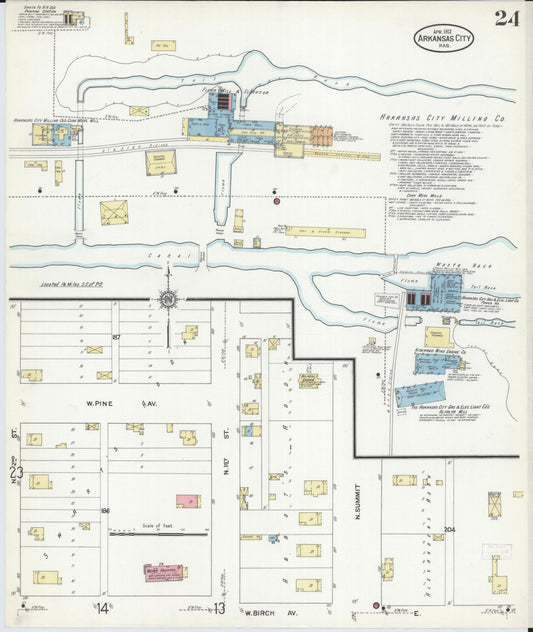 Sanborn Fire Insurance Map from Arkansas City, Cowley County, Kansas (1912), Sheet #0024 - Historic Sanborn Fire Insurance Map Print, vintage old map wall art, antique decor, genealogy gift, Kansas Kansas map