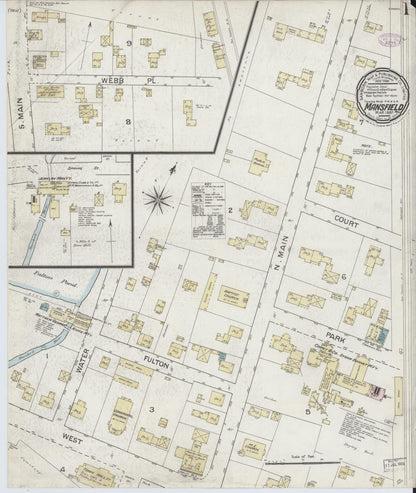 Sanborn Fire Insurance Map from Mansfield, Bristol County, Massachusetts (1887), Sheet #0001 - Complete Map Set gallery image, historic Sanborn map, vintage wall art, Massachusetts Massachusetts