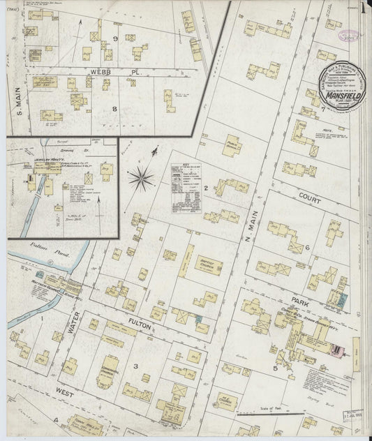 Sanborn Fire Insurance Map from Mansfield, Bristol County, Massachusetts (1887), Sheet #0001 - Complete Map Set gallery image, historic Sanborn map, vintage wall art, Massachusetts Massachusetts