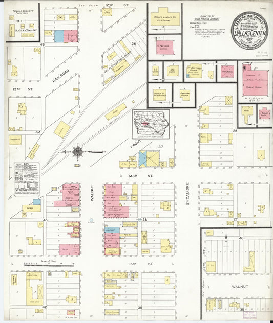 Sanborn Fire Insurance Map from Dallas Center, Dallas County, Iowa (1916), Sheet #0001 - Historic Sanborn Fire Insurance Map Print, vintage old map wall art