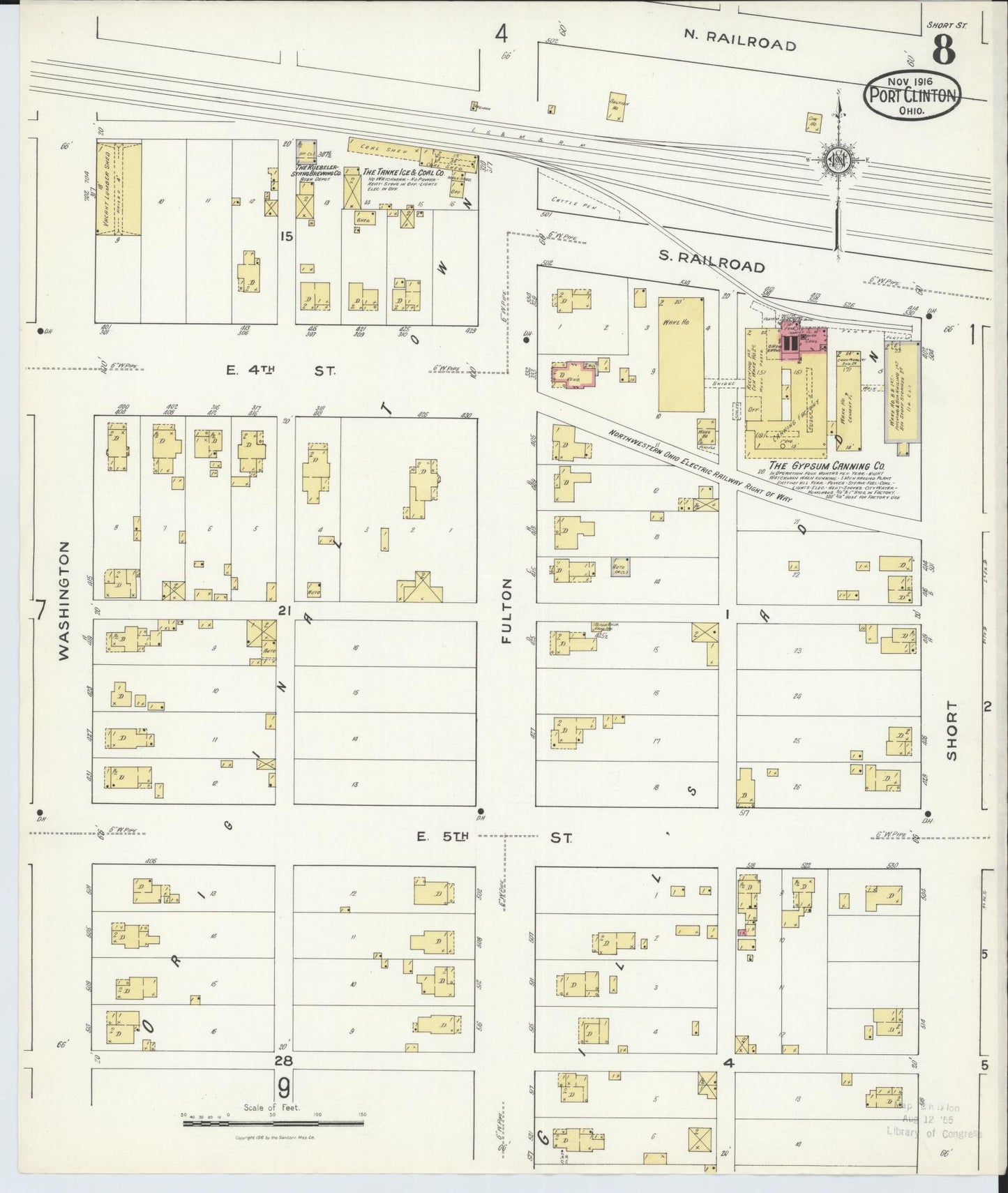Sanborn Fire Insurance Map from Port Clinton, Ottawa County, Ohio (1916), Sheet #0008 - Complete Map Set gallery image, historic Sanborn map, vintage wall art, Ohio Ohio