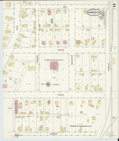 Sanborn Fire Insurance Map from New Washington, Crawford County, Ohio (1911), Sheet #0002 - Historic Sanborn Fire Insurance Map Print, vintage old map wall art, antique decor, genealogy gift, Ohio Ohio map