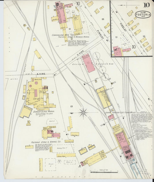 Sanborn Fire Insurance Map from Fostoria, Seneca, Hancock, And Wood Counties, Ohio (1896), Sheet #0010 - Historic Sanborn Fire Insurance Map Print, vintage old map wall art, antique decor, genealogy gift, Ohio Ohio map