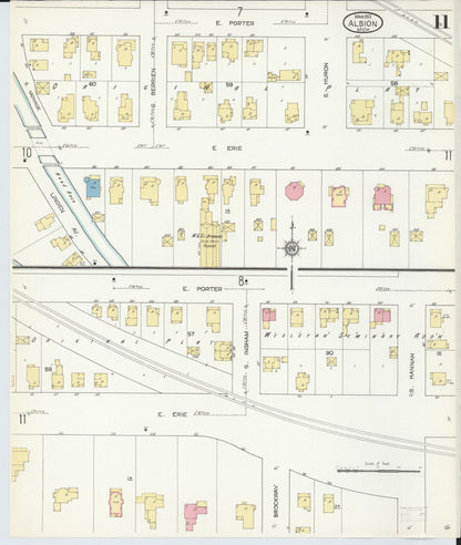Sanborn Fire Insurance Map from Albion, Calhoun County, Michigan (1913), Sheet #0011 - Complete Map Set gallery image, historic Sanborn map, vintage wall art, Michigan Michigan
