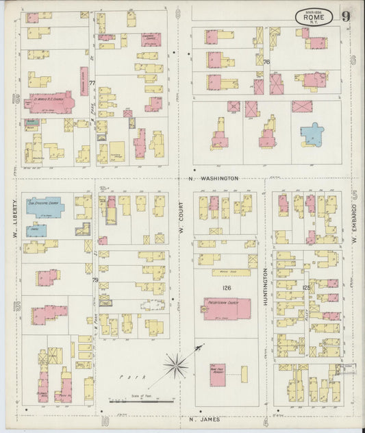 Sanborn Fire Insurance Map from Rome, Oneida County, New York (1894), Sheet #0009 - Historic Sanborn Fire Insurance Map Print, vintage old map wall art, antique decor, genealogy gift, New York New York map
