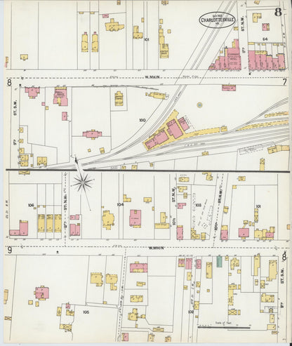 Sanborn Fire Insurance Map from Charlottesville, Independent Cities, Virginia (1902), Sheet #0008 - Complete Map Set gallery image, historic Sanborn map, vintage wall art, Virginia Virginia