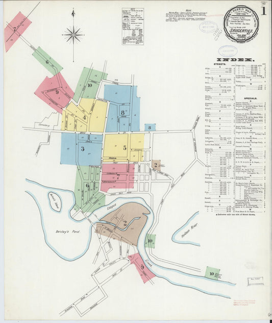 Sanborn Fire Insurance Map from Saugerties, Ulster County, New York (1898), Sheet #0001 - Historic Sanborn Fire Insurance Map Print, vintage old map wall art, antique decor, genealogy gift, New York New York map