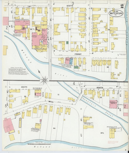 Sanborn Fire Insurance Map from Waterford, Saratoga County, New York (1902), Sheet #0002 - Historic Sanborn Fire Insurance Map Print, vintage old map wall art, antique decor, genealogy gift, New York New York map