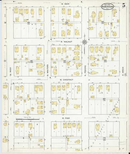 Sanborn Fire Insurance Map from Robinson, Crawford County, Illinois (1916), Sheet #0005 - Complete Map Set gallery image, historic Sanborn map, vintage wall art, Illinois Illinois