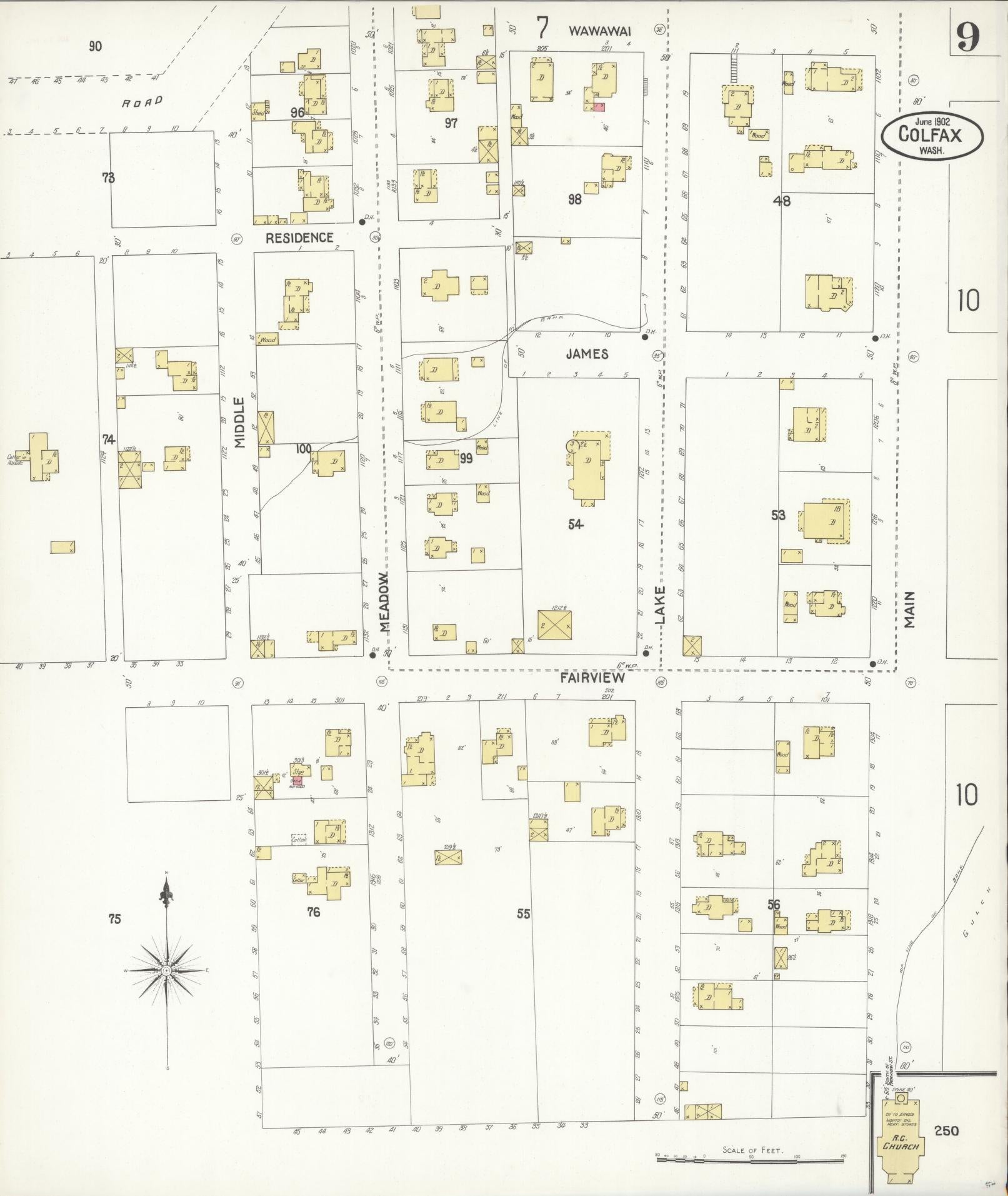 Sanborn Fire Insurance Map from Colfax, Whitman County, Washington (1902), Sheet #0009 - Complete Map Set gallery image, historic Sanborn map, vintage wall art, Washington Washington