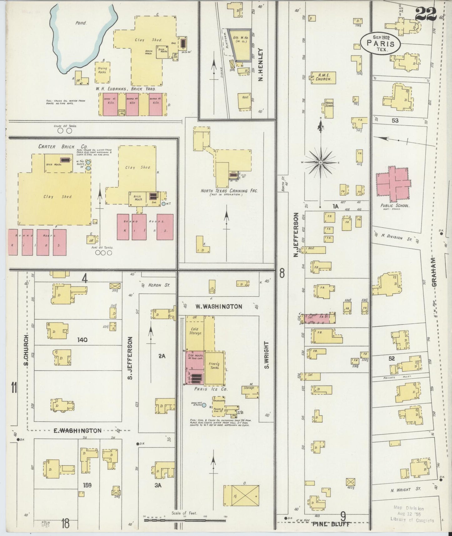 Sanborn Fire Insurance Map from Paris, Lamar County, Texas (1902), Sheet #0022 - Historic Sanborn Fire Insurance Map Print, vintage old map wall art, antique decor, genealogy gift, Texas Texas map