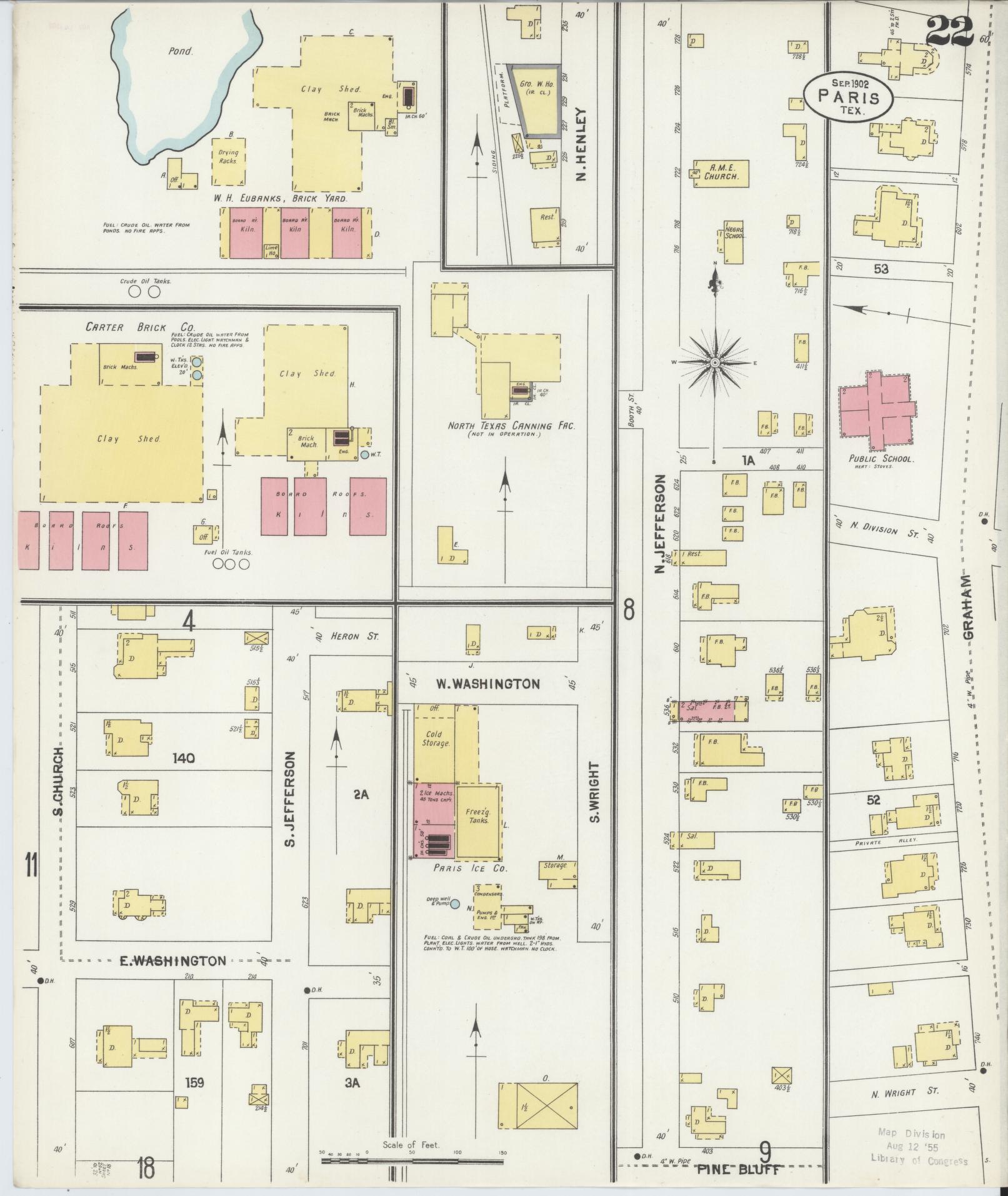 Sanborn Fire Insurance Map from Paris, Lamar County, Texas (1902), Sheet #0022 - Historic Sanborn Fire Insurance Map Print, vintage old map wall art, antique decor, genealogy gift, Texas Texas map