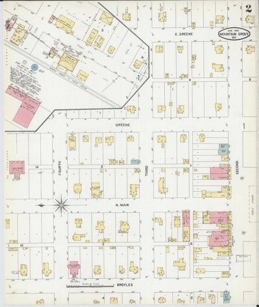Sanborn Fire Insurance Map from Mountain Grove, Wright County, Missouri (1902), Sheet #0002 - Historic Sanborn Fire Insurance Map Print, vintage old map wall art, antique decor, genealogy gift, Missouri Missouri map
