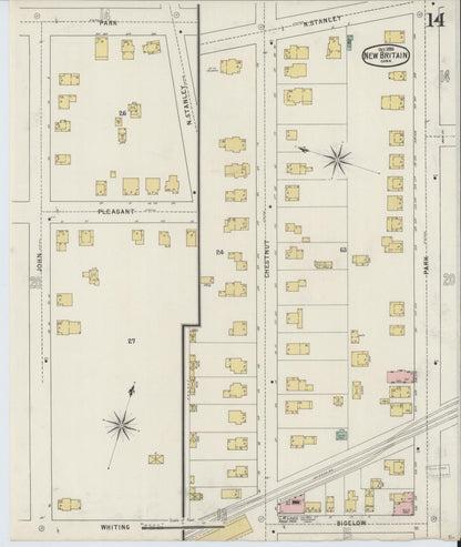 Sanborn Fire Insurance Map from New Britain, Hartford County, Connecticut (1895), Sheet #0014 - Complete Map Set gallery image, historic Sanborn map, vintage wall art, Connecticut Connecticut
