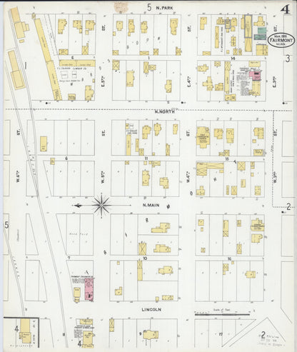 Sanborn Fire Insurance Map from Fairmont, Martin County, Minnesota (1905), Sheet #0004 - Historic Sanborn Fire Insurance Map Print, vintage old map wall art, antique decor, genealogy gift, Minnesota Minnesota map