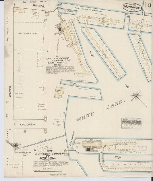 Sanborn Fire Insurance Map from Montague, Muskegon County, Michigan (1883), Sheet #0003 - Historic Sanborn Fire Insurance Map Print, vintage old map wall art, antique decor, genealogy gift, Michigan Michigan map