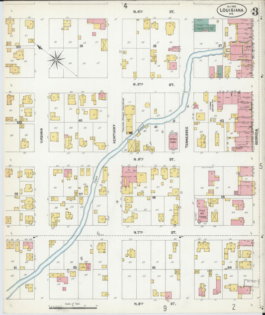 Sanborn Fire Insurance Map from Louisiana, Pike County, Missouri (1902), Sheet #0003 - Historic Sanborn Fire Insurance Map Print, vintage old map wall art, antique decor, genealogy gift, Missouri Missouri map