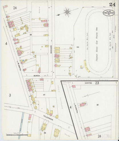Sanborn Fire Insurance Map from Frederick, Frederick County, Maryland (1897), Sheet #0024 - Complete Map Set gallery image, historic Sanborn map, vintage wall art, Maryland Maryland