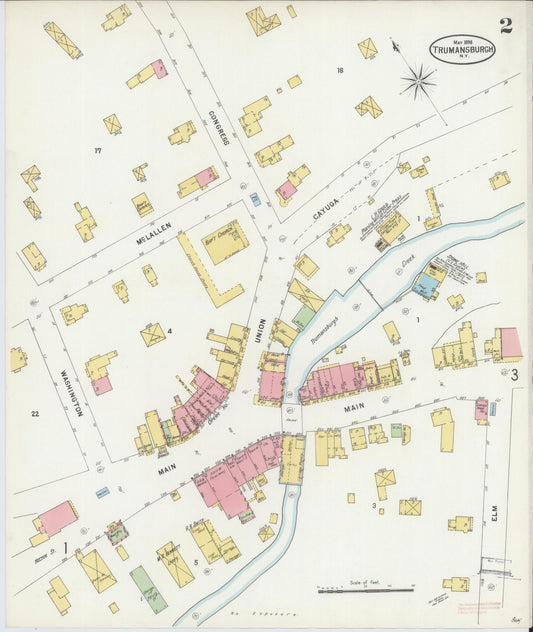 Sanborn Fire Insurance Map from Trumansburg, Tompkins County, New York (1898), Sheet #0002 - Historic Sanborn Fire Insurance Map Print, vintage old map wall art, antique decor, genealogy gift, New York New York map