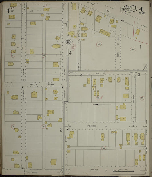 Sanborn Fire Insurance Map from Eatonville, Pierce County, Washington (1933), Sheet #0004 - Historic Sanborn Fire Insurance Map Print, vintage old map wall art, antique decor, genealogy gift, Washington Washington map