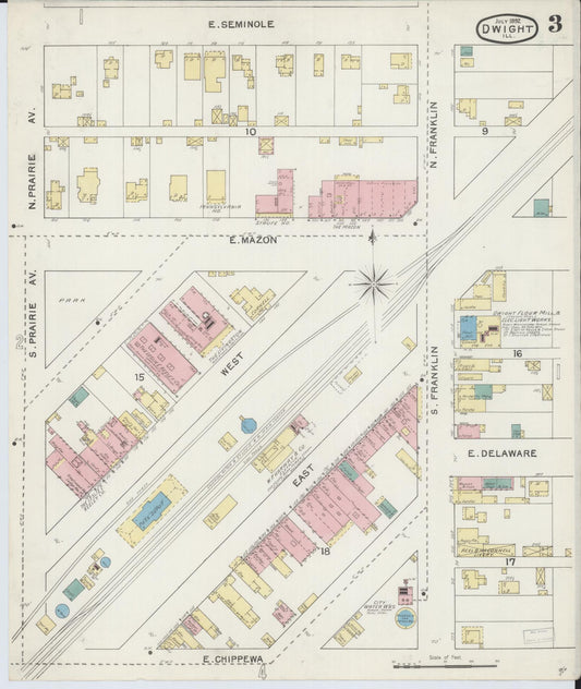 Sanborn Fire Insurance Map from Dwight, Livingston County, Illinois (1892), Sheet #0003 - Historic Sanborn Fire Insurance Map Print, vintage old map wall art, antique decor, genealogy gift, Illinois Illinois map