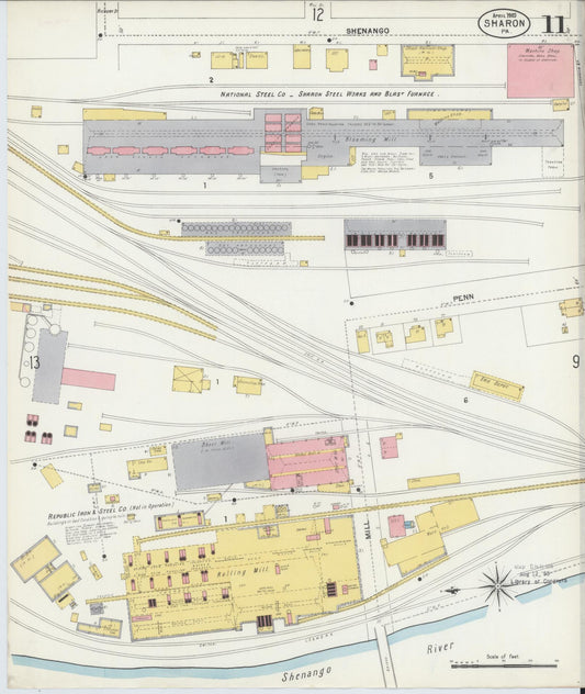 Sanborn Fire Insurance Map from Sharon, Mercer County, Pennsylvania (1903), Sheet #0011 - Historic Sanborn Fire Insurance Map Print, vintage old map wall art, antique decor, genealogy gift, Pennsylvania Pennsylvania map