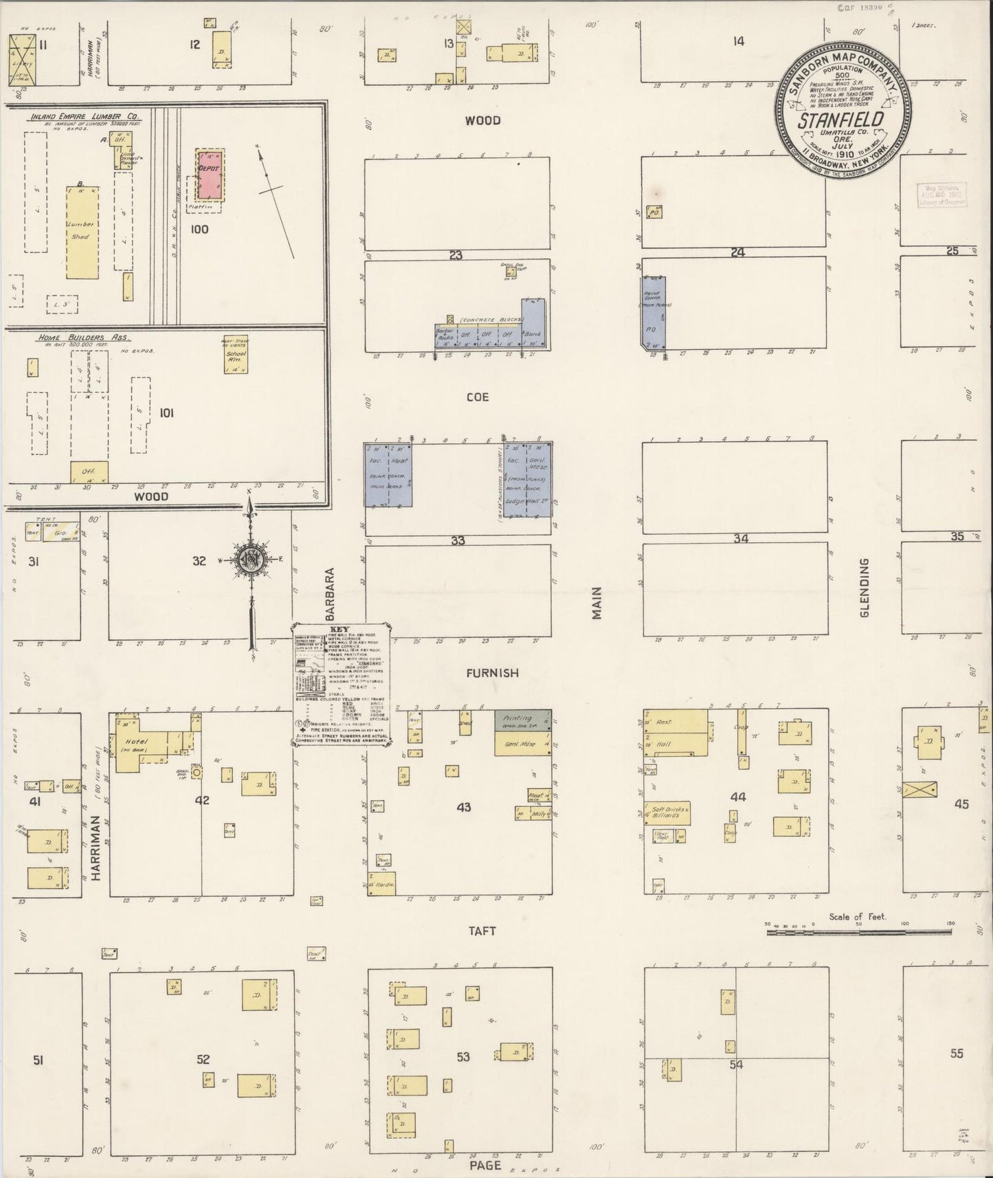 Sanborn Fire Insurance Map from Stanfield, Umatilla County, Oregon (1910), Sheet #0001 - Historic Sanborn Fire Insurance Map Print, vintage old map wall art, antique decor, genealogy gift, Oregon Oregon map