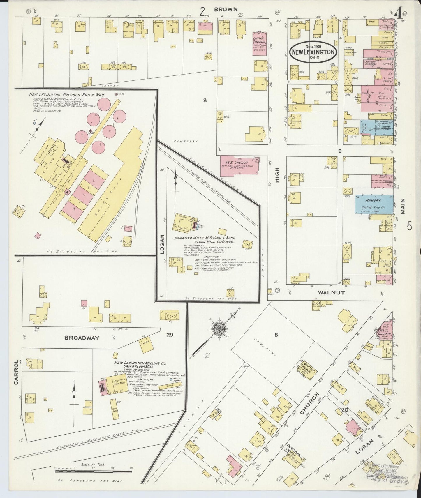 Sanborn Fire Insurance Map from New Lexington, Perry County, Ohio (1909), Sheet #0004 - Complete Map Set gallery image, historic Sanborn map, vintage wall art, Ohio Ohio