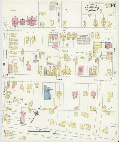 Sanborn Fire Insurance Map from Moorestown, Burlington County, New Jersey (1911), Sheet #0010 - Complete Map Set gallery image, historic Sanborn map, vintage wall art, New Jersey New Jersey
