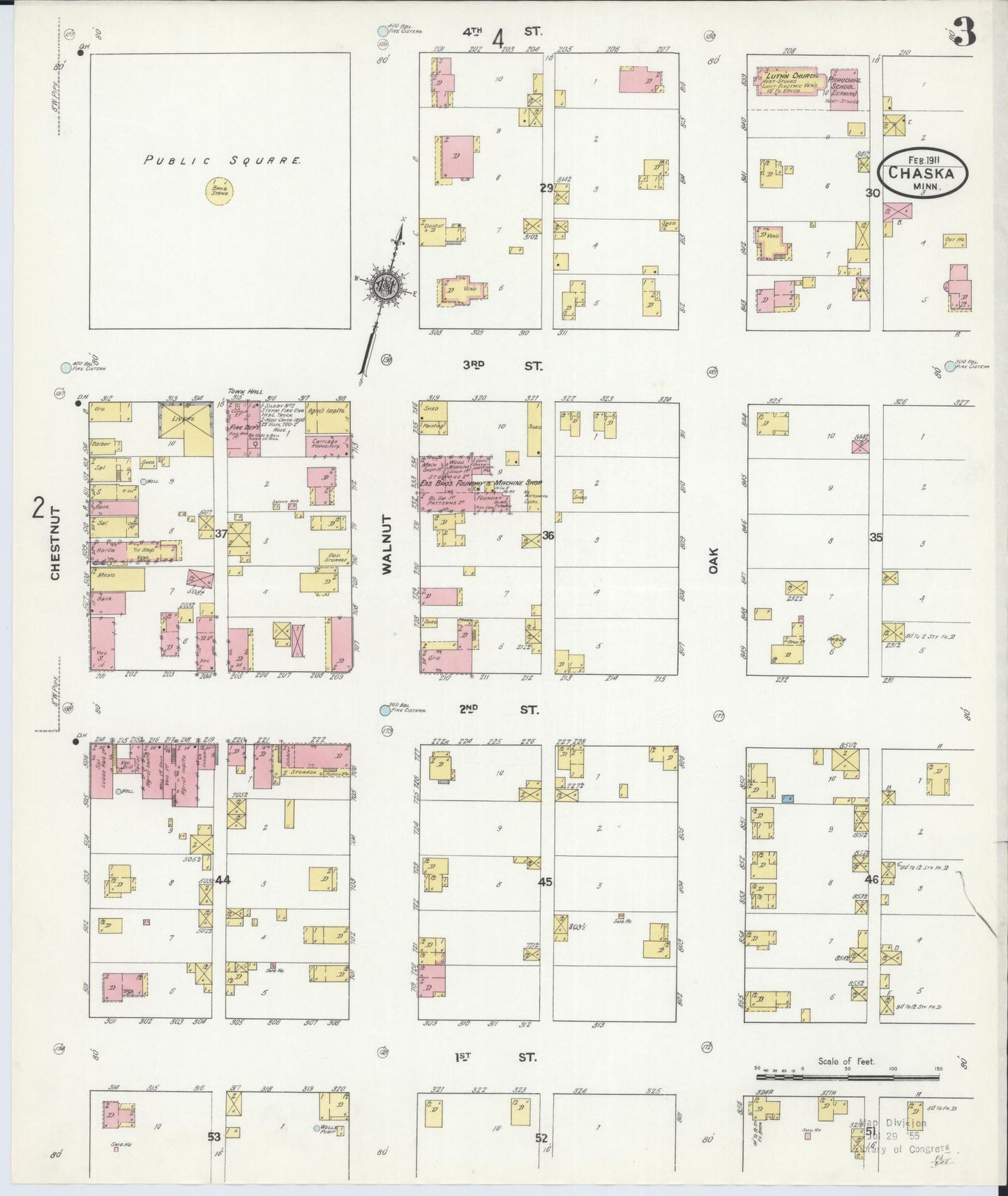 Sanborn Fire Insurance Map from Chaska, Carver County, Minnesota (1911), Sheet #0003 - Complete Map Set gallery image, historic Sanborn map, vintage wall art, Minnesota Minnesota