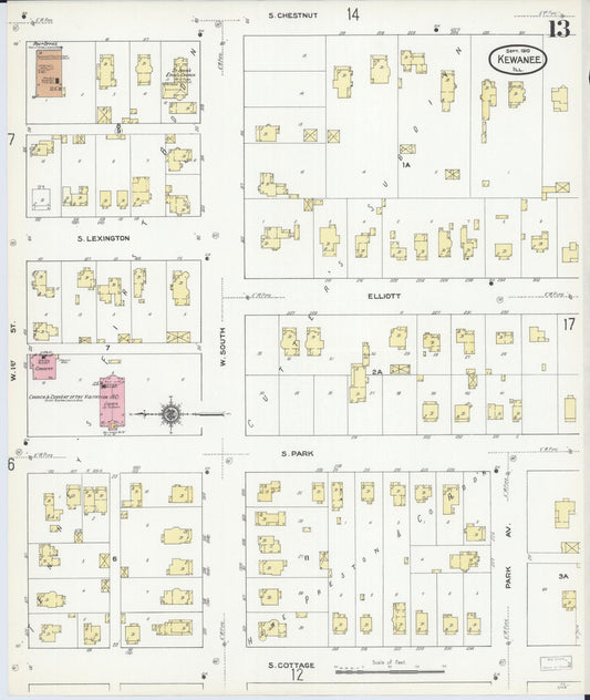 Sanborn Fire Insurance Map from Kewanee, Henry County, Illinois (1910), Sheet #0013 - Historic Sanborn Fire Insurance Map Print, vintage old map wall art, antique decor, genealogy gift, Illinois Illinois map