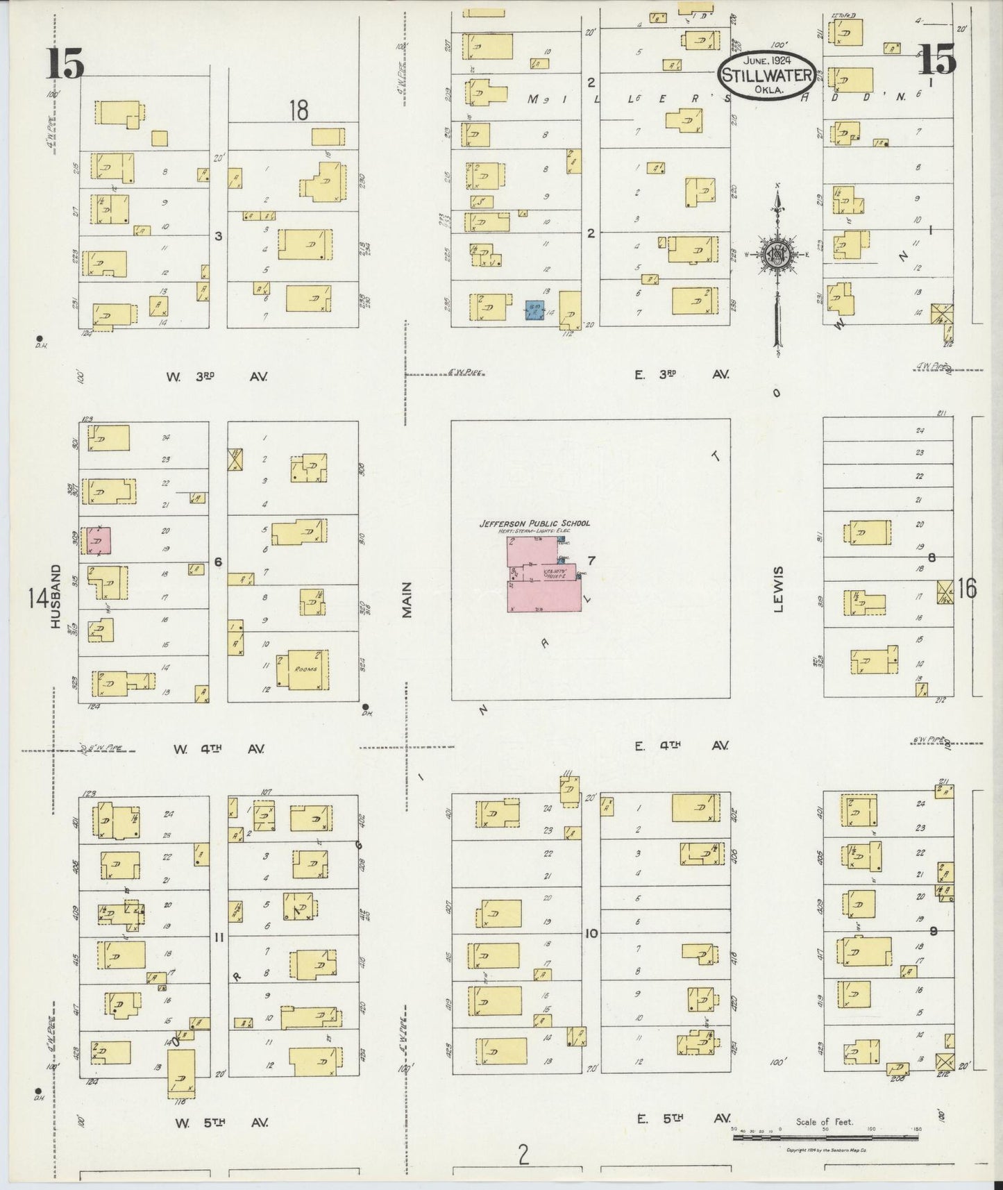 Sanborn Fire Insurance Map from Stillwater, Payne County, Oklahoma (1924), Sheet #0015 - Complete Map Set gallery image, historic Sanborn map, vintage wall art, Oklahoma Oklahoma