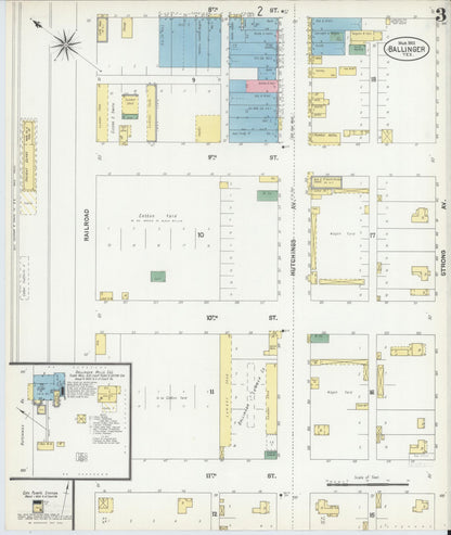 Sanborn Fire Insurance Map from Ballinger, Runnels County, Texas (1902), Sheet #0003 - Complete Map Set gallery image, historic Sanborn map, vintage wall art, Texas Texas