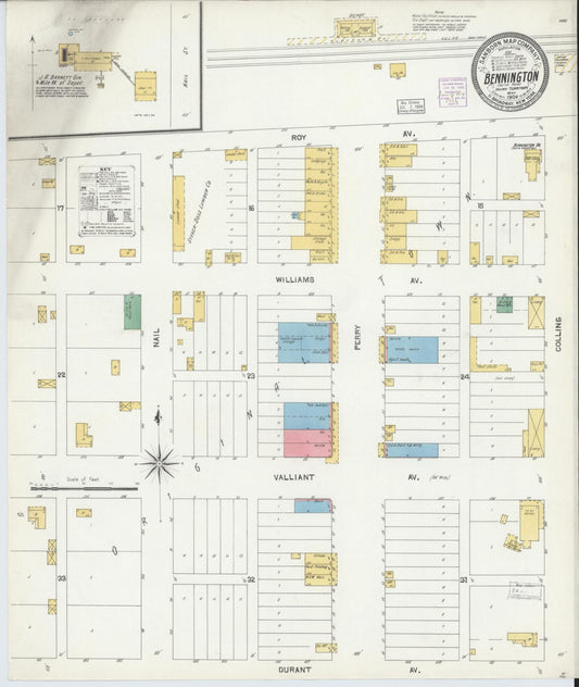 Sanborn Fire Insurance Map from Bennington, Bryan County, Oklahoma. (1904) – Historic Sanborn Fire Insurance Map Print